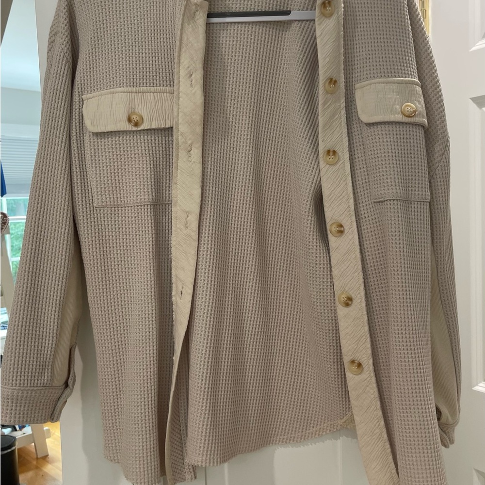Taupe Waffle Knit Shacket